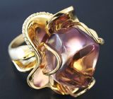 Золотое кольцо с крупным кабошоном аметрина и бриллианатами Золото