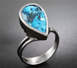 НЕ ДЕЛАЕМ! Серебряное кольцо с ярким голубым топазом Серебро 925