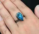 НЕ ДЕЛАЕМ! Серебряное кольцо с ярким голубым топазом Серебро 925