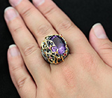 НЕТ. ЖДЕМ ДРУГОЕ Серебряное кольцо c аметистом, цаворитами гранатами и сапфирами Серебро 925