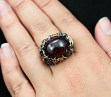 ГОТОВО! Серебряное кольцо с крупным кабошоном рубина и сапфирами Серебро 925