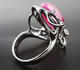 ГОТОВО! Серебряное кольцо c кабошоном рубина и сапфирами Серебро 925