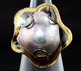 ГОТОВО! Серебряное кольцо с жемчужиной Mabe и пурпурными сапфирами Серебро 925