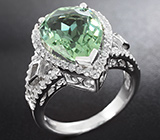 Замечательное серебряное кольцо с зеленым аметистом Серебро 925