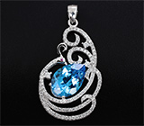 Изысканный серебряный кулон с голубым топазом Серебро 925