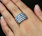 Замечательное крупное серебряное кольцо с танзанитами Серебро 925