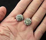 Превосходные серебряные серьги с зелеными и пурпурными сапфирами Серебро 925