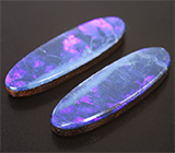 Пара черных австралийских дублет опалов 7,39 карат 