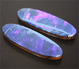 Пара черных австралийских дублет опалов 7,39 карат 