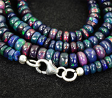 Колье из 207 кристаллический черных опалов 54+ карат Серебро 925