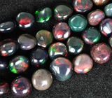 Колье из 65 кристаллических черных опалов 75+ карат Серебро 925