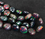 Колье из 65 кристаллических черных опалов 75+ карат Серебро 925