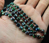 Колье из 65 кристаллических черных опалов 75+ карат Серебро 925