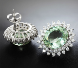 Замечательные серебряные серьги с зелеными аметистами Серебро 925