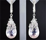 Серьги с розовым кварцем