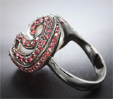 Серебряное кольцо с жемчужиной Mabe, желтым и оранжево-красными сапфирами Серебро 925
