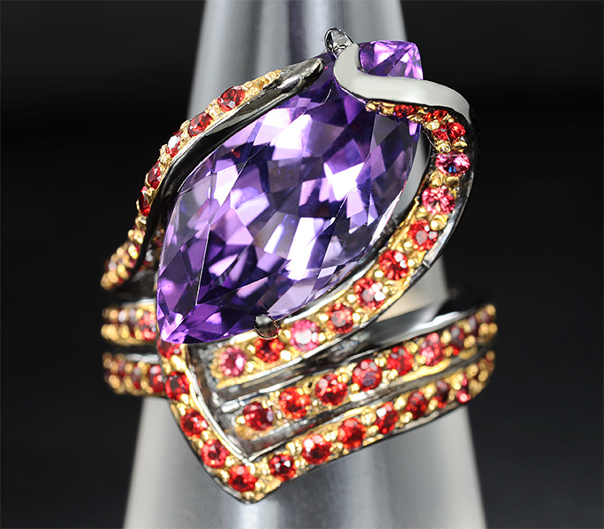 ГОТОВО! Серебряное кольцо с аметистом и сапфирами