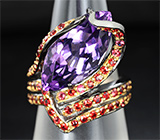 ГОТОВО! Серебряное кольцо с аметистом и сапфирами Серебро 925