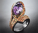 ГОТОВО! Серебряное кольцо с аметистом и сапфирами Серебро 925