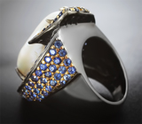 ГОТОВО! Массивное серебряное кольцо c жемчужиной Mabe и синими сапфирами Серебро 925