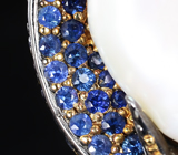 ГОТОВО! Массивное серебряное кольцо c жемчужиной Mabe и синими сапфирами Серебро 925