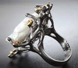 Серебряное кольцо с жемчужиной Mabe и разноцветными сапфирами Серебро 925