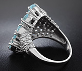 Шикарное серебряное кольцо с голубыми топазами Серебро 925