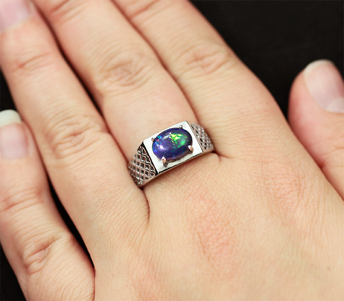 Кольцо С Черным Опалом Купить