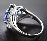 Эффектное серебряное кольцо с кианитами Серебро 925
