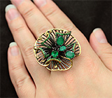 ГОТОВО! Серебряное кольцо с изумрудами, цаворитами и желтыми сапфирами Серебро 925