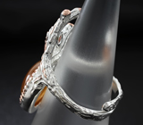 Серебряное кольцо c мексиканским огненным опалом, цитрином и мозамбикским гранатом Серебро 925