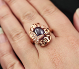 Замечательное серебряное кольцо с кабошоном сливового аметиста Серебро 925