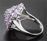 Превосходное крупное серебряное кольцо с аметистами