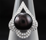 Замечательное серебряное кольцо с цветной жемчужиной Серебро 925