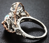 Серебряное кольцо с эфиопским опалом и родолитами