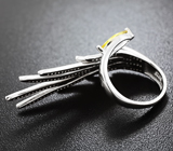 Эффектное серебряное кольцо с желтым сапфиром Серебро 925