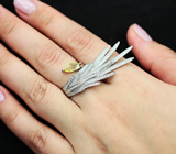 Эффектное серебряное кольцо с желтым сапфиром Серебро 925