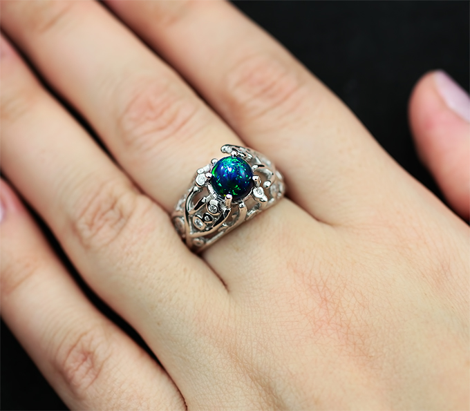 Кольцо С Черным Опалом Купить