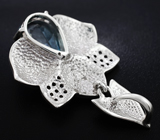 Оригинальный серебряный кулон с голубым топазом и цветной эмалью Серебро 925