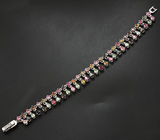 Изысканный серебряный браслет с разноцветными турмалинами Серебро 925
