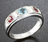 Стильное серебряное кольцо с топазом и сапфирами Серебро 925