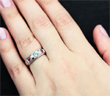 Стильное серебряное кольцо с топазом и сапфирами Серебро 925