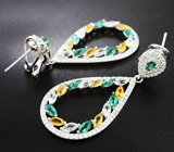 Серебряные серьги с самоцветами Серебро 925