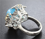Эффектное серебряное кольцо с голубым халцедоном Серебро 925