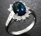 Элегантное серебряное кольцо с кристаллическим черным опалом Серебро 925