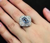 Стильное серебряное кольцо с синими сапфирами Серебро 925
