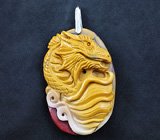 Серебряный кулон «Дракон» с резным мукаитом 