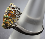 Серебряное кольцо с цитрином и цаворитами Серебро 925