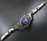 Серебряный браслет с танзанитом, синими сапфирами и голубыми топазами Серебро 925