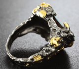 Серебряное кольцо c австралийским дублет опалом и цаворитами Серебро 925